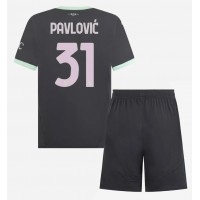 Dětský fotbalový dres AC Milan Strahinja Pavlovic #31 2024-25 Třetí Krátký Rukáv (+ trenýrky)